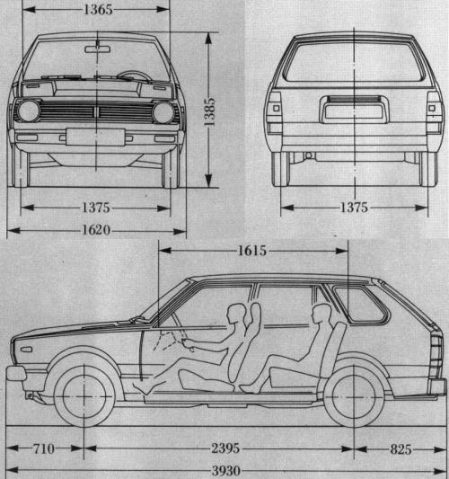 Szkic techniczny Nissan Cherry II Kombi