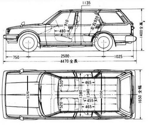 Szkic techniczny Toyota Carina II Kombi