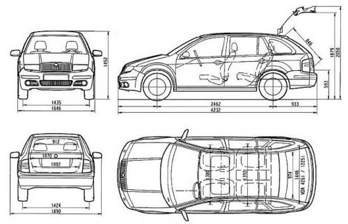 Szkic techniczny Skoda Fabia I Kombi