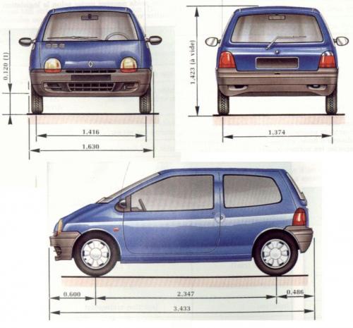 Szkic techniczny Renault Twingo I