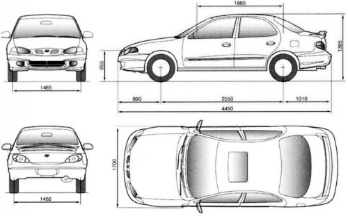 Szkic techniczny Hyundai Elantra II Sedan