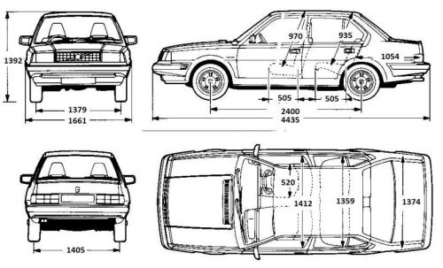 Szkic techniczny Volvo 340 Sedan