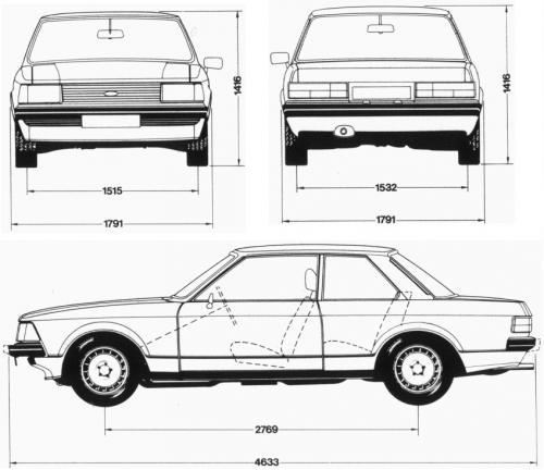 Szkic techniczny Ford Granada II Sedan