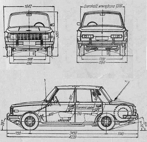 Szkic techniczny Wartburg 353 Sedan