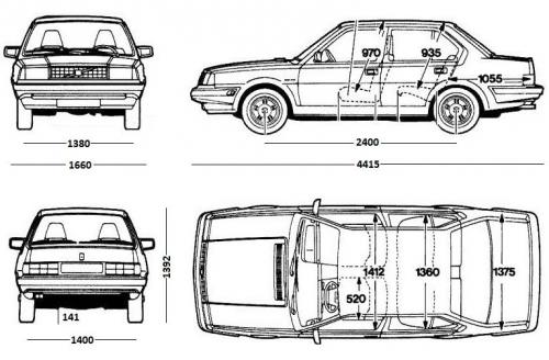 Szkic techniczny Volvo 360 Sedan