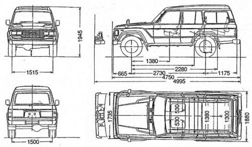 Szkic techniczny Toyota Land Cruiser I