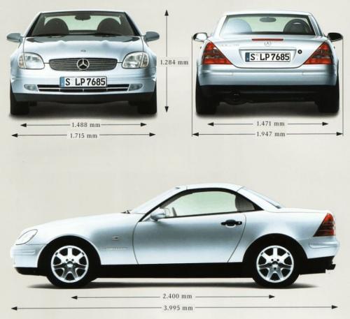 Szkic techniczny Mercedes SLK R170 Roadster