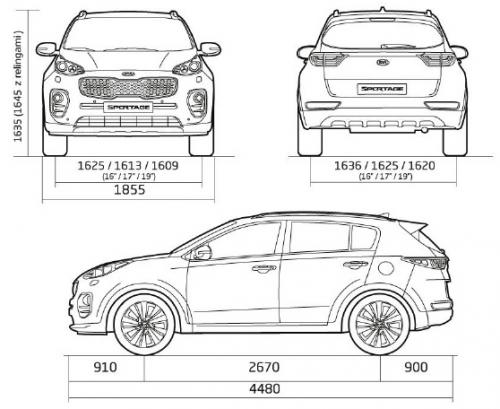 Szkic techniczny Kia Sportage IV SUV