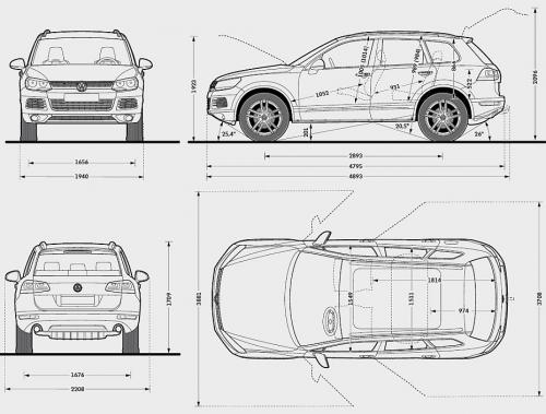 Szkic techniczny Volkswagen Touareg II SUV