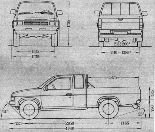 Szkic techniczny Nissan Pick Up II