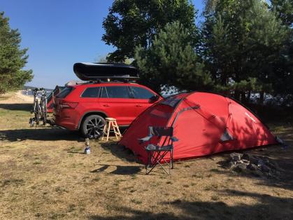 #skodacyclingadventure #skoda #kodiaq #instacar #red #suv #kolka #latvia #adventure #balticsea #camping