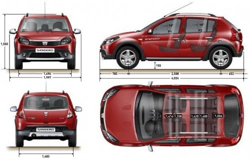 Szkic techniczny Dacia Sandero I Stepway