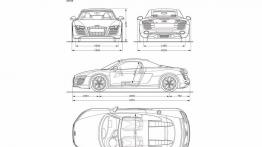 Audi R8 Roadster - szkic auta - wymiary