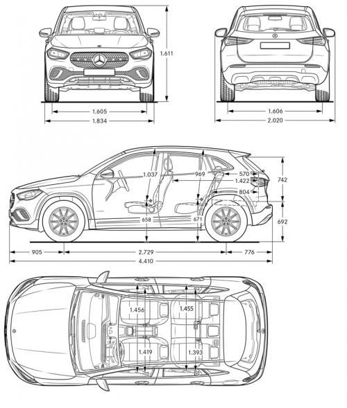 Szkic techniczny Mercedes GLA II Off-roader AMG