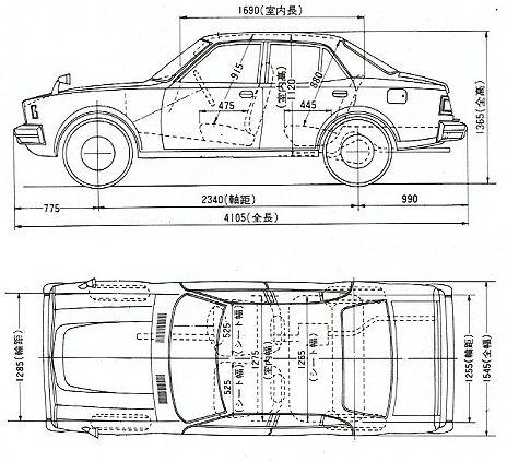 Szkic techniczny Mitsubishi Lancer I