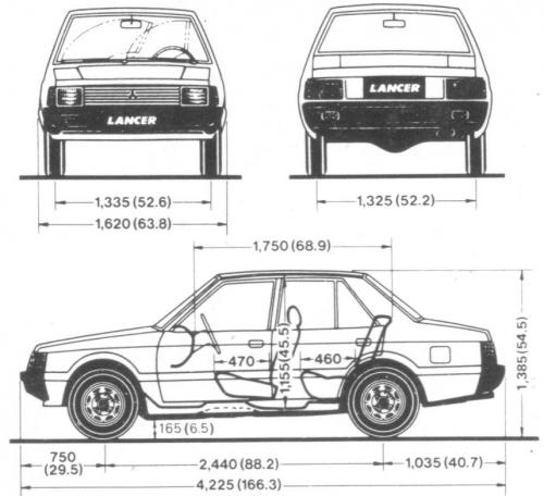 Szkic techniczny Mitsubishi Lancer II