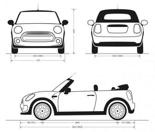 Szkic techniczny Mini Cabrio F57 Cabrio Cooper S