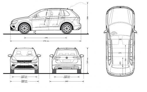 Szkic techniczny Volkswagen Tiguan II SUV Offroad