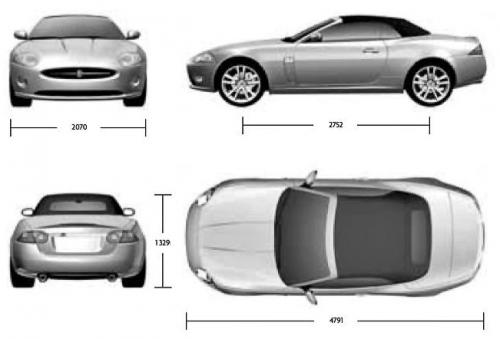 Szkic techniczny Jaguar XK II Cabrio