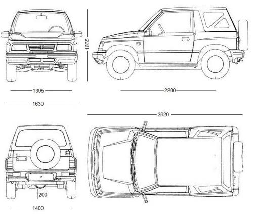 Szkic techniczny Suzuki Vitara I Cabrio