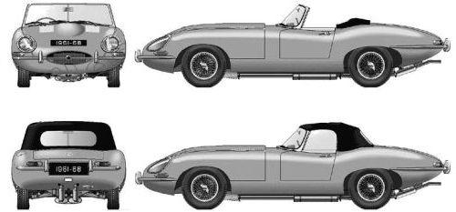 Szkic techniczny Jaguar E-Type I Cabrio