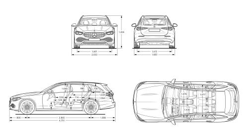 Szkic techniczny Mercedes Klasa C W206 All-Terrain