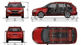 Skoda Fabia Kombi RS - szkic auta - wymiary