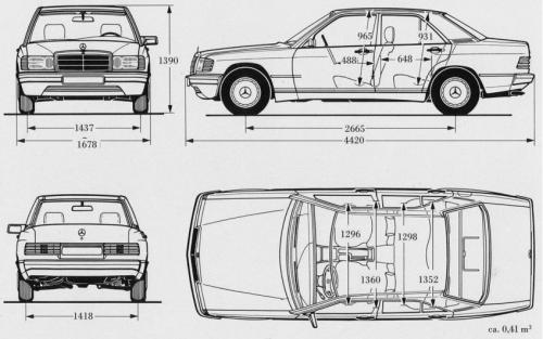 Szkic techniczny Mercedes 190