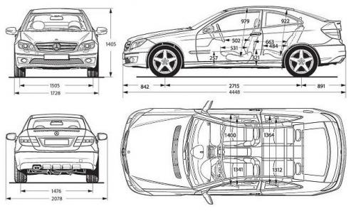 Szkic techniczny Mercedes CLC