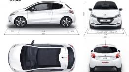 Peugeot 208 - wersja 3-drzwiowa - szkic auta - wymiary