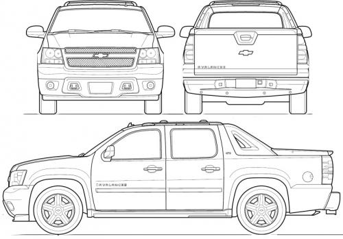 Szkic techniczny Chevrolet Avalanche GMT 900