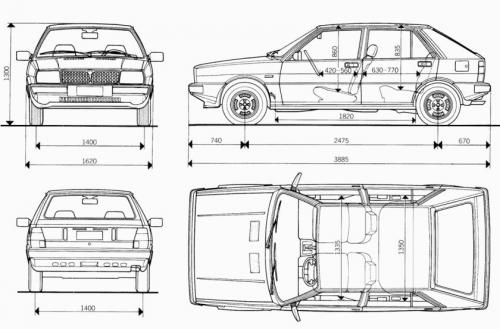 Szkic techniczny Lancia Delta I