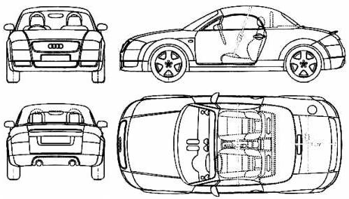 Szkic techniczny Audi TT 8N Roadster