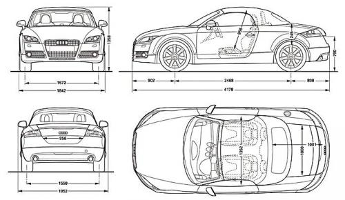 Szkic techniczny Audi TT 8J Roadster