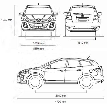 Szkic techniczny Mazda CX-7 SUV Facelifting