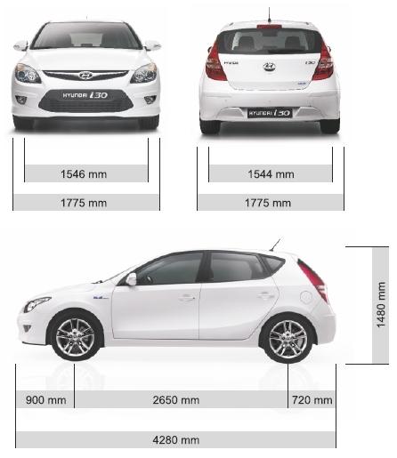 Szkic techniczny Hyundai i30 I Hatchback Facelifting