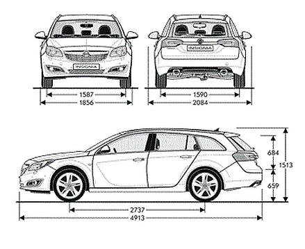 Szkic techniczny Opel Insignia I Sports Tourer Facelifting