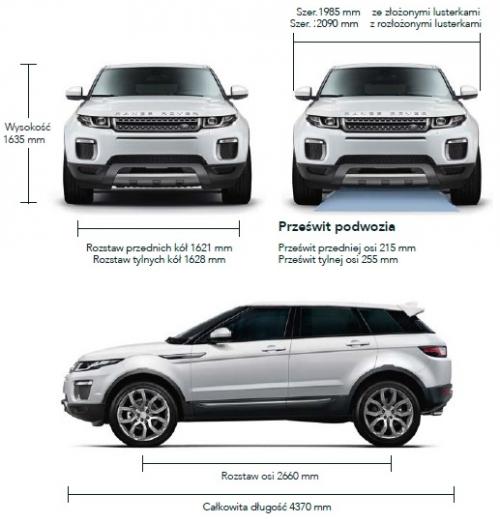 Szkic techniczny Land Rover Range Rover Evoque I SUV 5d Facelifting