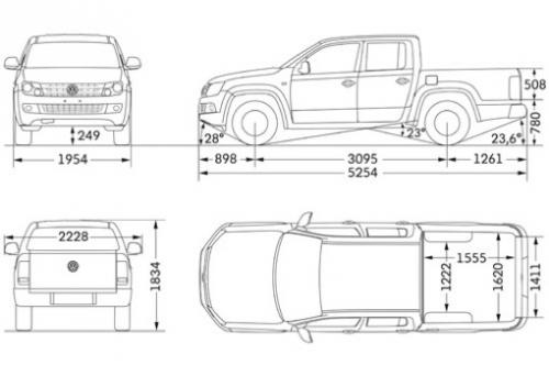 Szkic techniczny Volkswagen Amarok I Pick Up Double Cab Facelifting