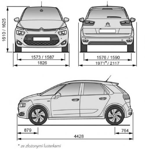 Szkic techniczny Citroen C4 Picasso II Picasso Facelifting