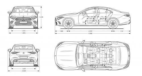 Szkic techniczny Mercedes CLS C257 Coupe Facelifting