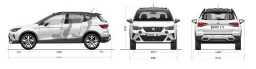 Szkic techniczny Seat Arona Crossover Facelifting