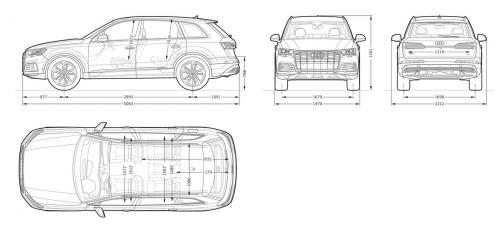 Szkic techniczny Audi Q7 II SUV Facelifting 