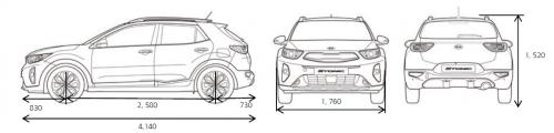 Szkic techniczny Kia Stonic Crossover Facelifting