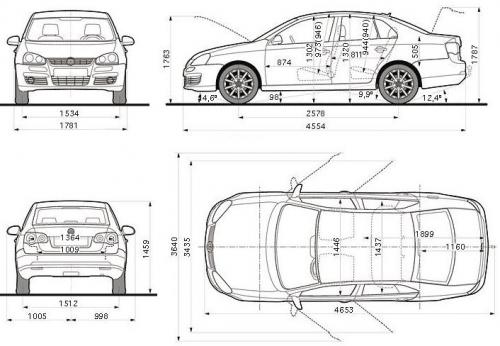 Szkic techniczny Volkswagen Jetta V