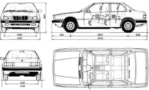 Szkic techniczny Maserati Biturbo Coupe