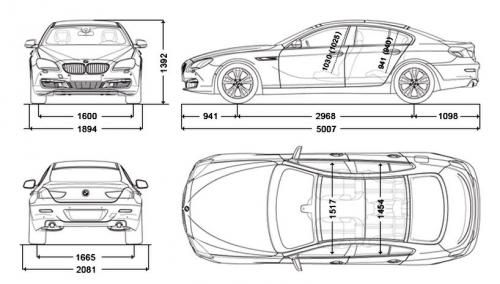 Szkic techniczny BMW Seria 6 F06-F12-F13 Gran Coupe