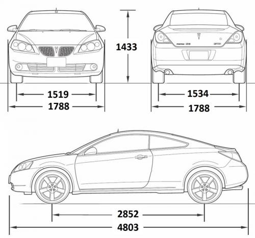 Szkic techniczny Pontiac G6 Coupe