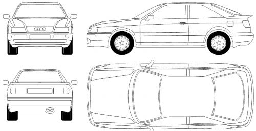 Szkic techniczny Audi 80 B4 S2 Coupe