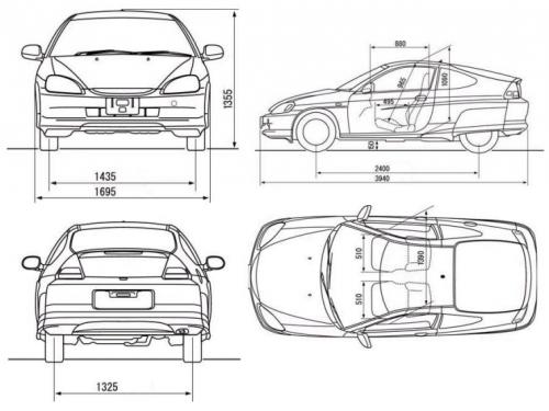 Szkic techniczny Honda Insight Coupe